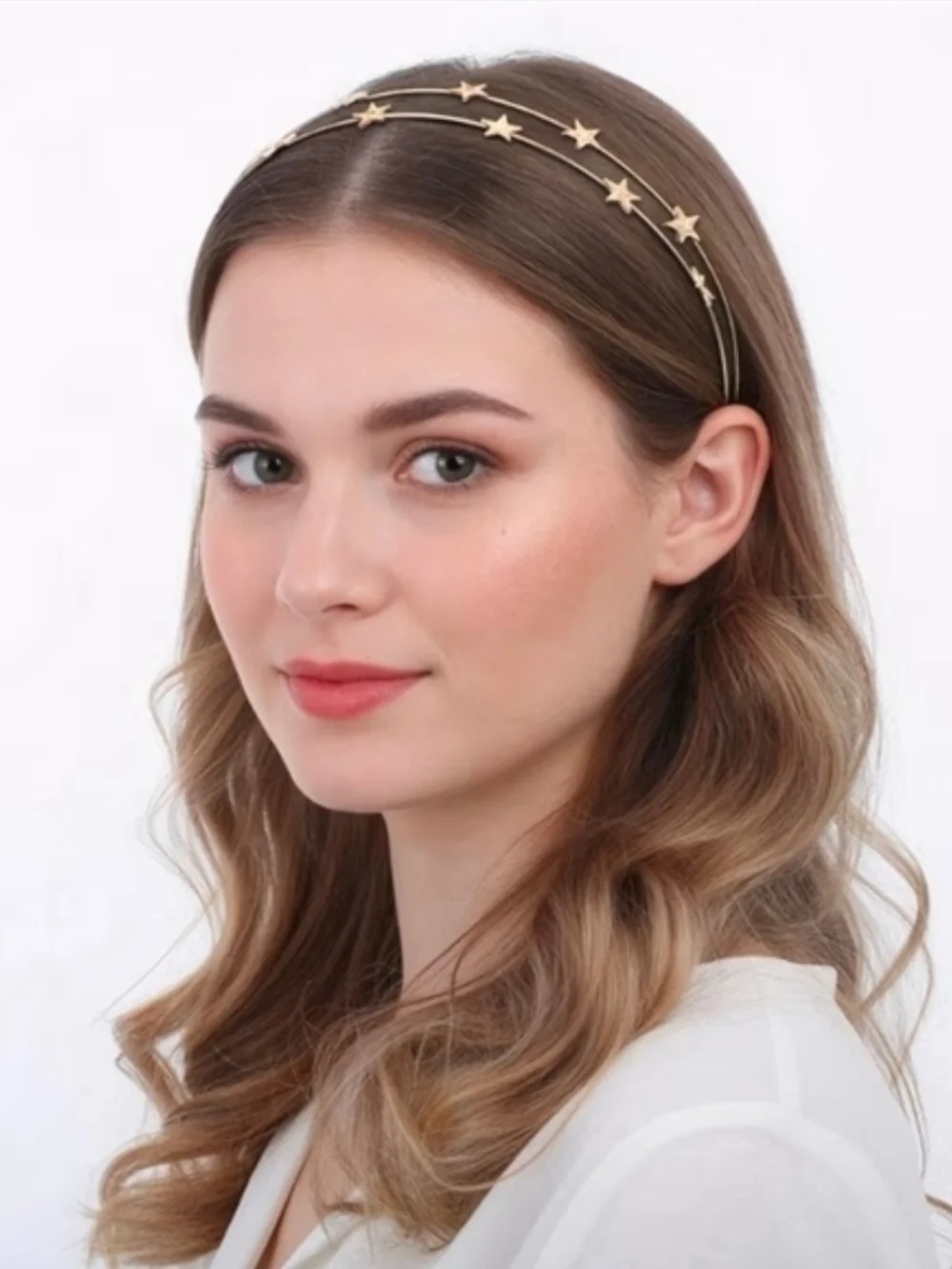 Double Row Gold Metal Star Headband BNIB